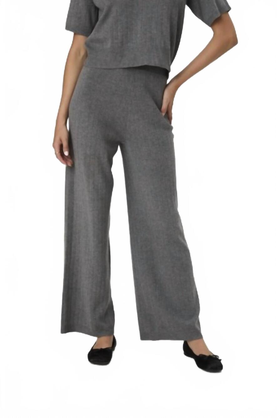 NEW FRENCH CONNECTION javier knit wide leg pant in med heather grey